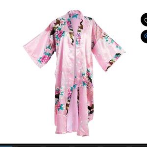 Pink silk peacock robe
